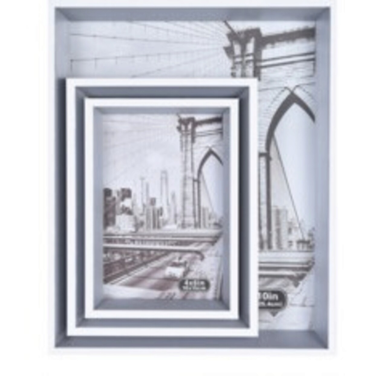 Set 3 rame foto, 10x15 cm/13x18 cm/20x25 cm, MDF, gri - imagine 3